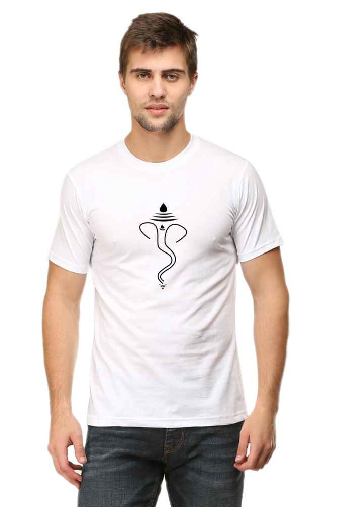 Classic Regular Half Sleeve T-Shirts - beliefs - Ganesha Outline