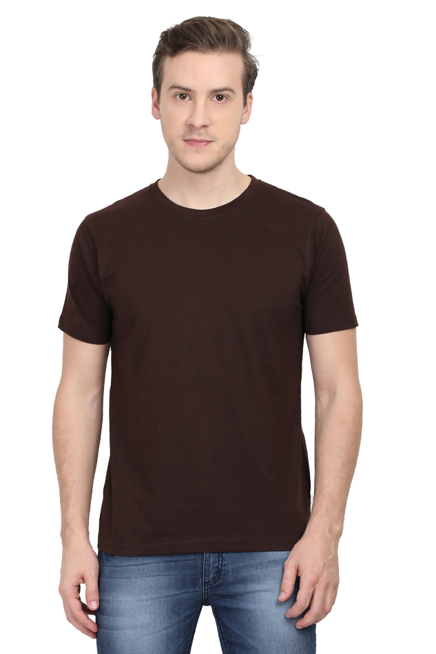 Classic Regular Half Sleeve T-Shirts - Brown - Solid Tees