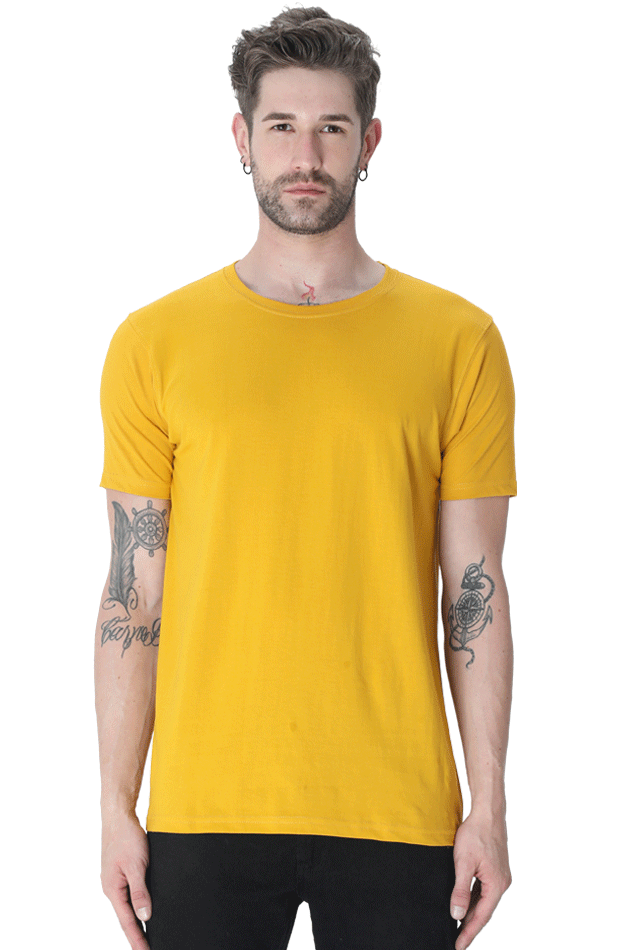 Classic Regular Half Sleeve T-Shirts - Mustard Yellow - Solid Tees