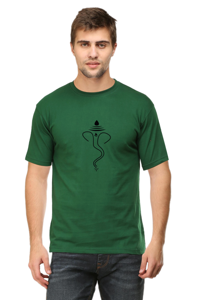 Classic Regular Half Sleeve T-Shirts - beliefs - Ganesha Outline