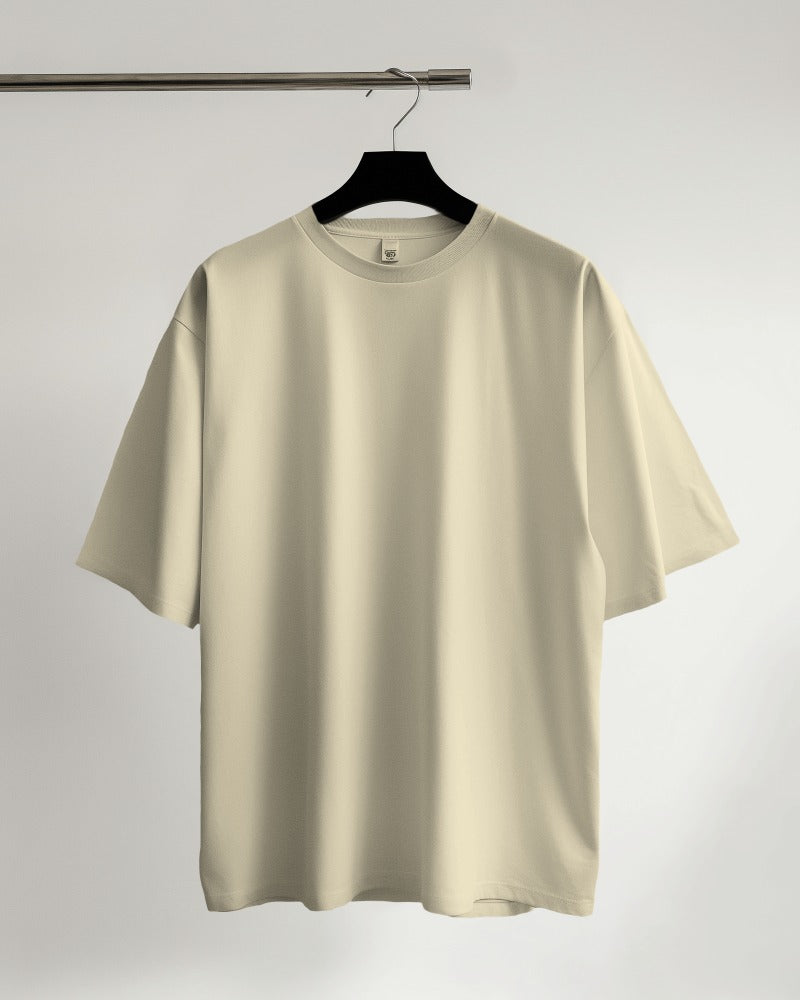 Classic Regular Half Sleeve T-Shirts - Beige - Solid Tees