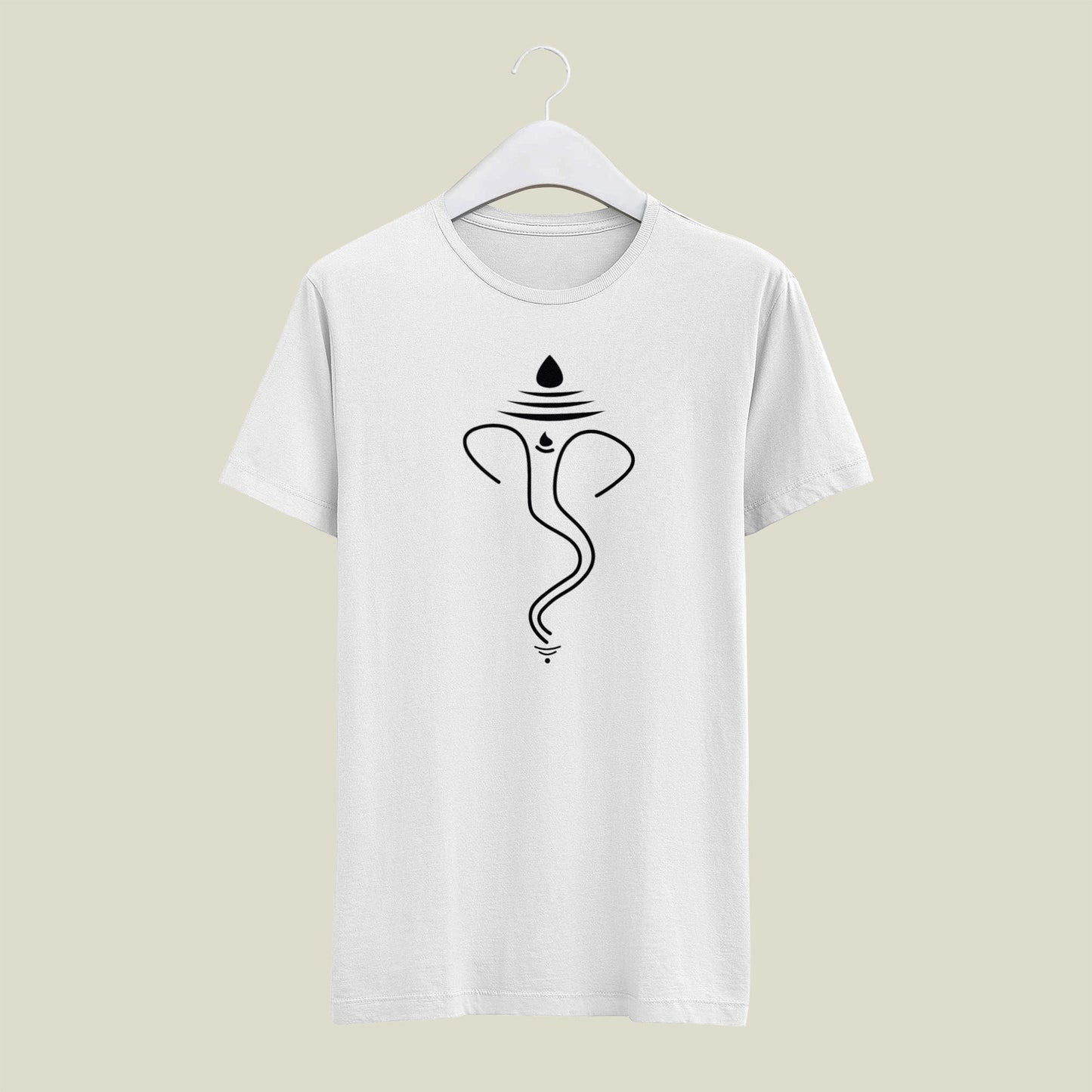 Classic Regular Half Sleeve T-Shirts - beliefs - Ganesha Outline